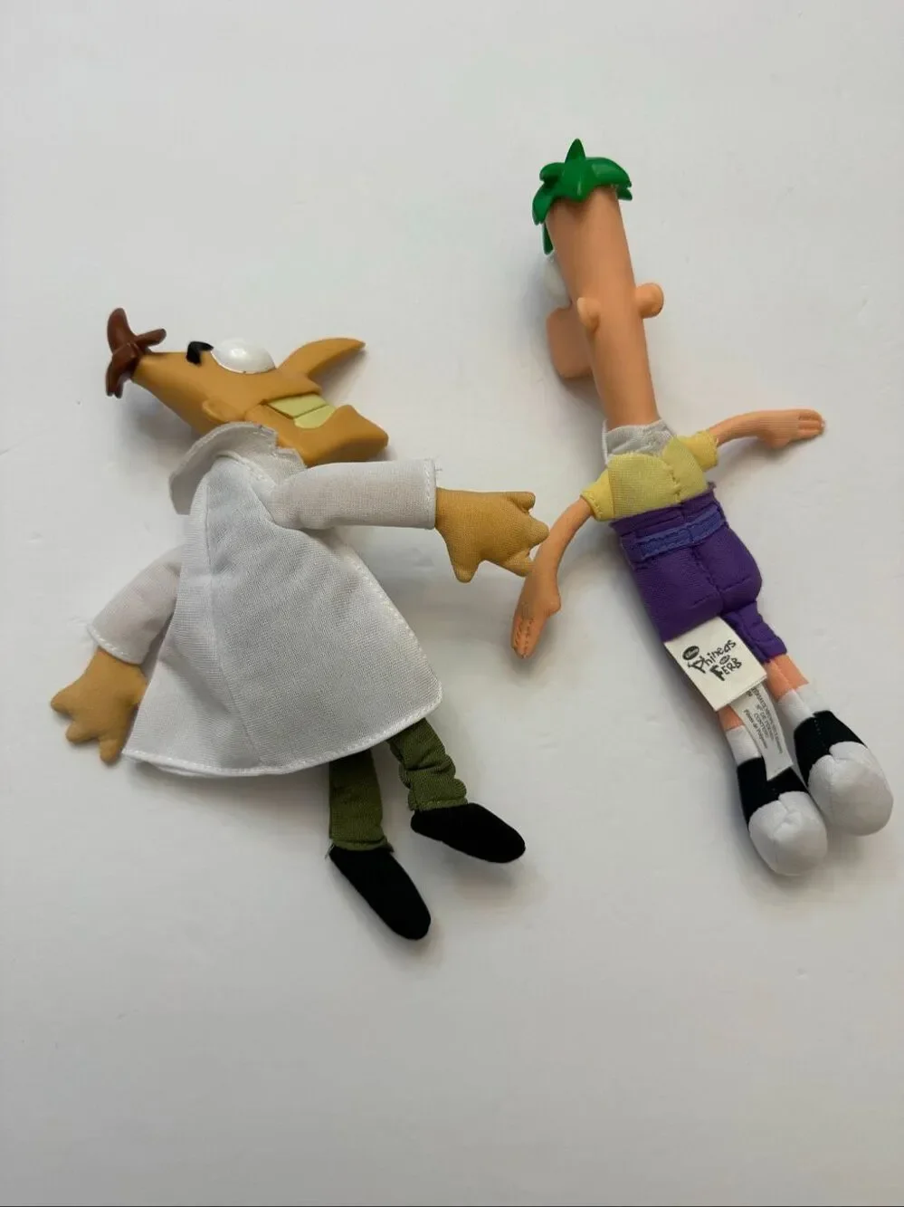 Jakks Phineas & Ferb Gabble Heads Plush Dolls & Dr. Doofenshmirtz NO SOUND